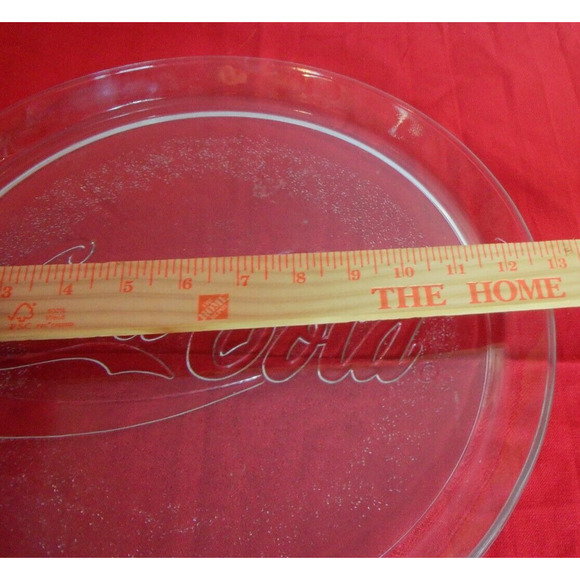 1990‎ COCA-COLA Clear Glass Embossed ~13 inch ~ Round Serving Tray Platter Plate - Picture 2 of 4